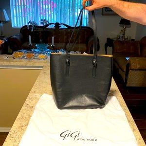 GiGi New York Pebbled Black Leather Tote